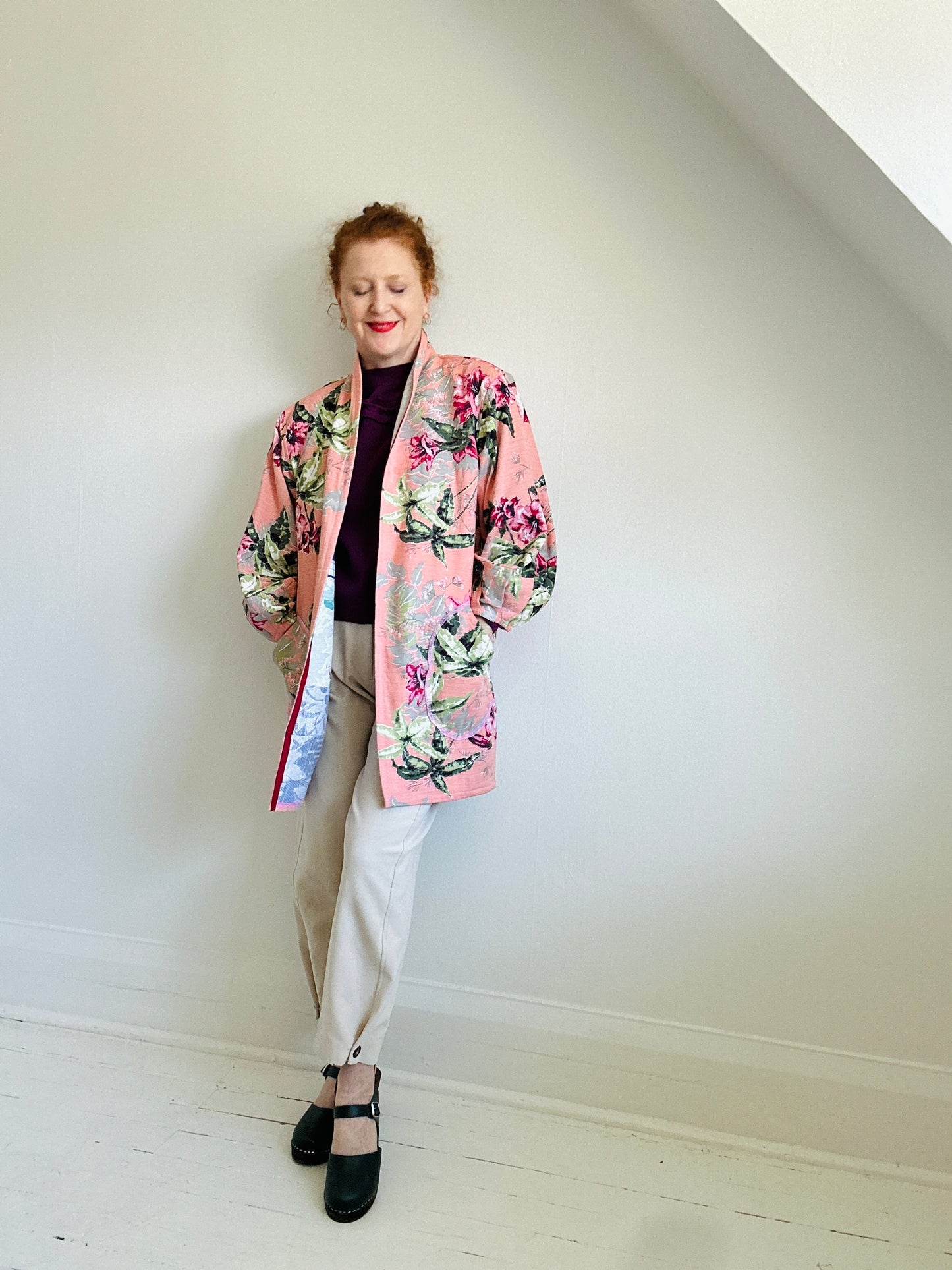 Vivianne Upcycled Vintage Barkcloth & Lined Jacket Size M/L #CVJCML105