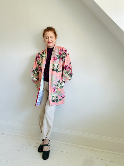 Vivianne Upcycled Vintage Barkcloth & Lined Jacket Size M/L #CVJCML105