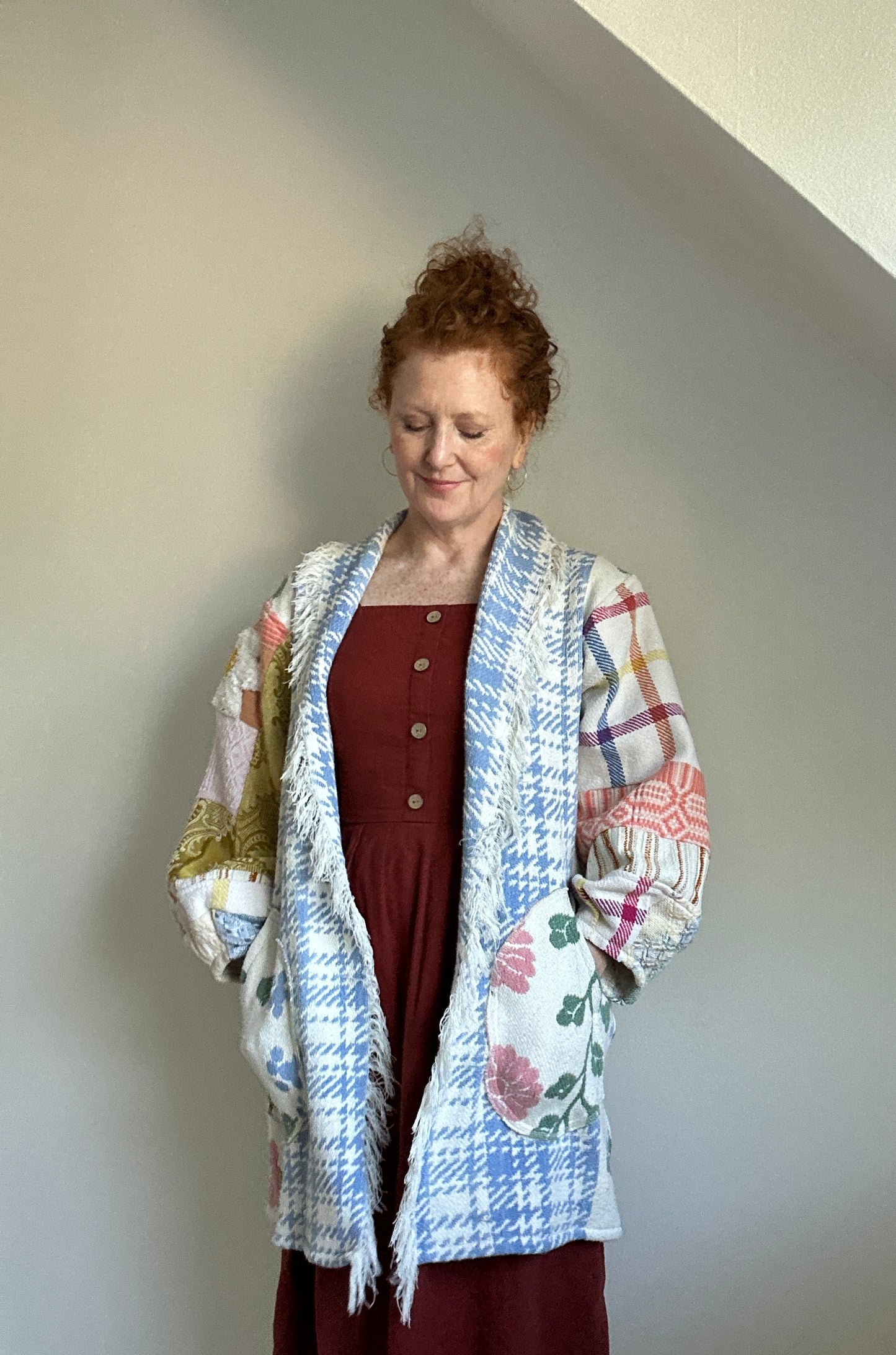 Vivianne Jacket with Upcycled Woven Throw Patchworked Size S/M #VIVT7