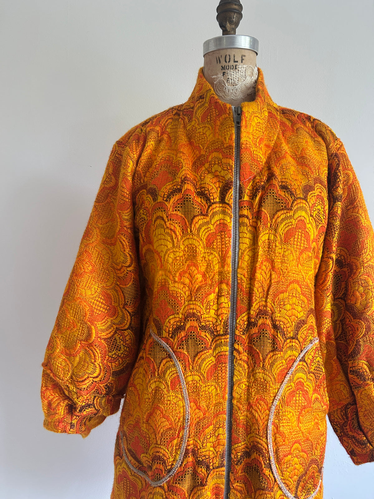 Billie Zip Up Jacket with Upcycled Vintage Draperies Size S/M #BILLJSM8