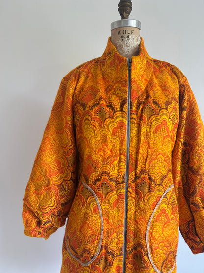 Billie Zip Up Jacket with Upcycled Vintage Draperies Size S/M #BILLJSM8