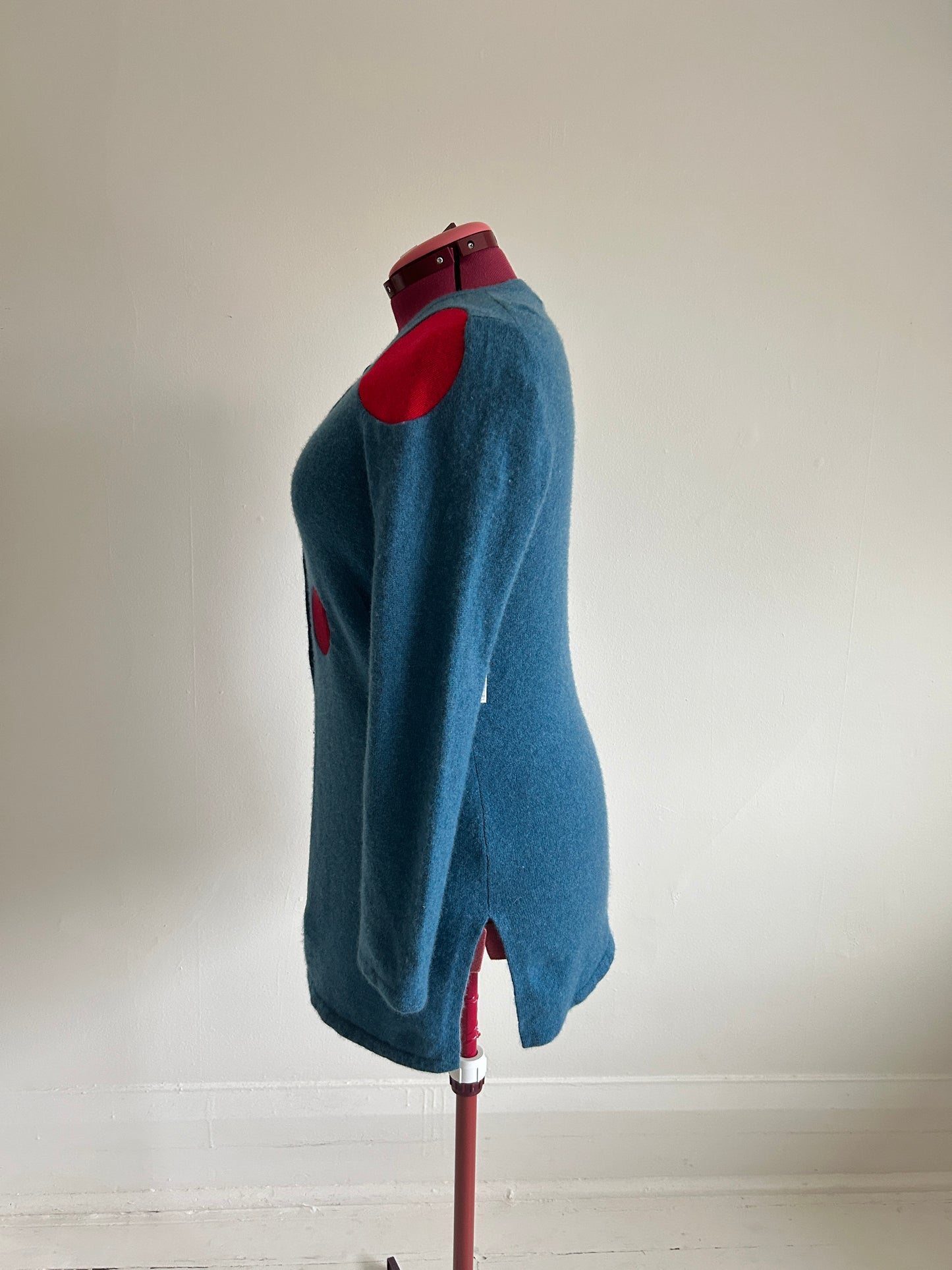 Abstract Art Patched Upcycled Cashmere Sweater L/XL #CAS23X36