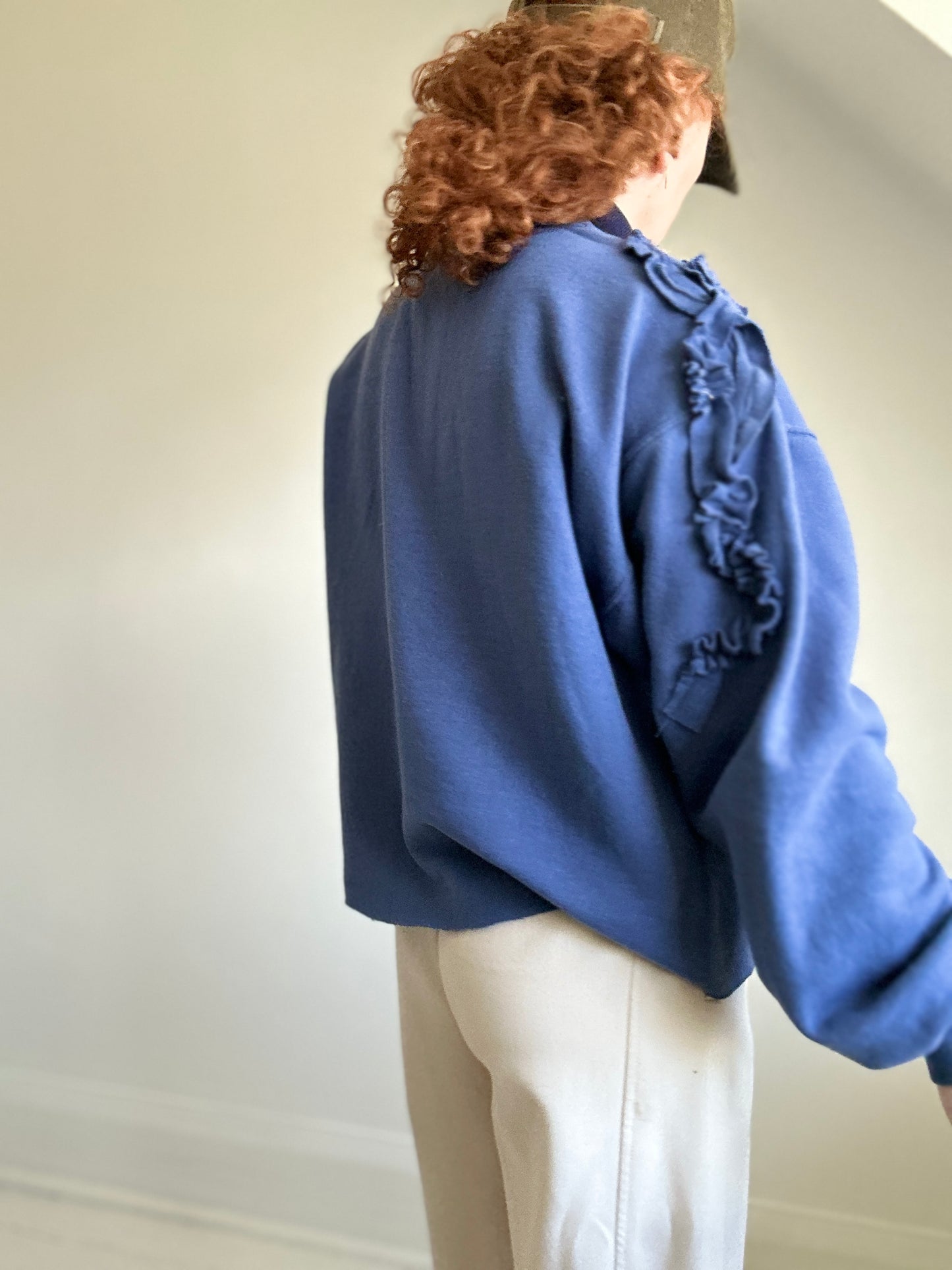 Ruffled Vintage Zip Up Sweatshirt M/L #SWML5