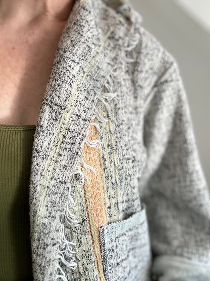 Vivianne Jacket with Upcycled Fleece & Cotton Throw Blanket Wolf Theme Size M/L #CVJTML103