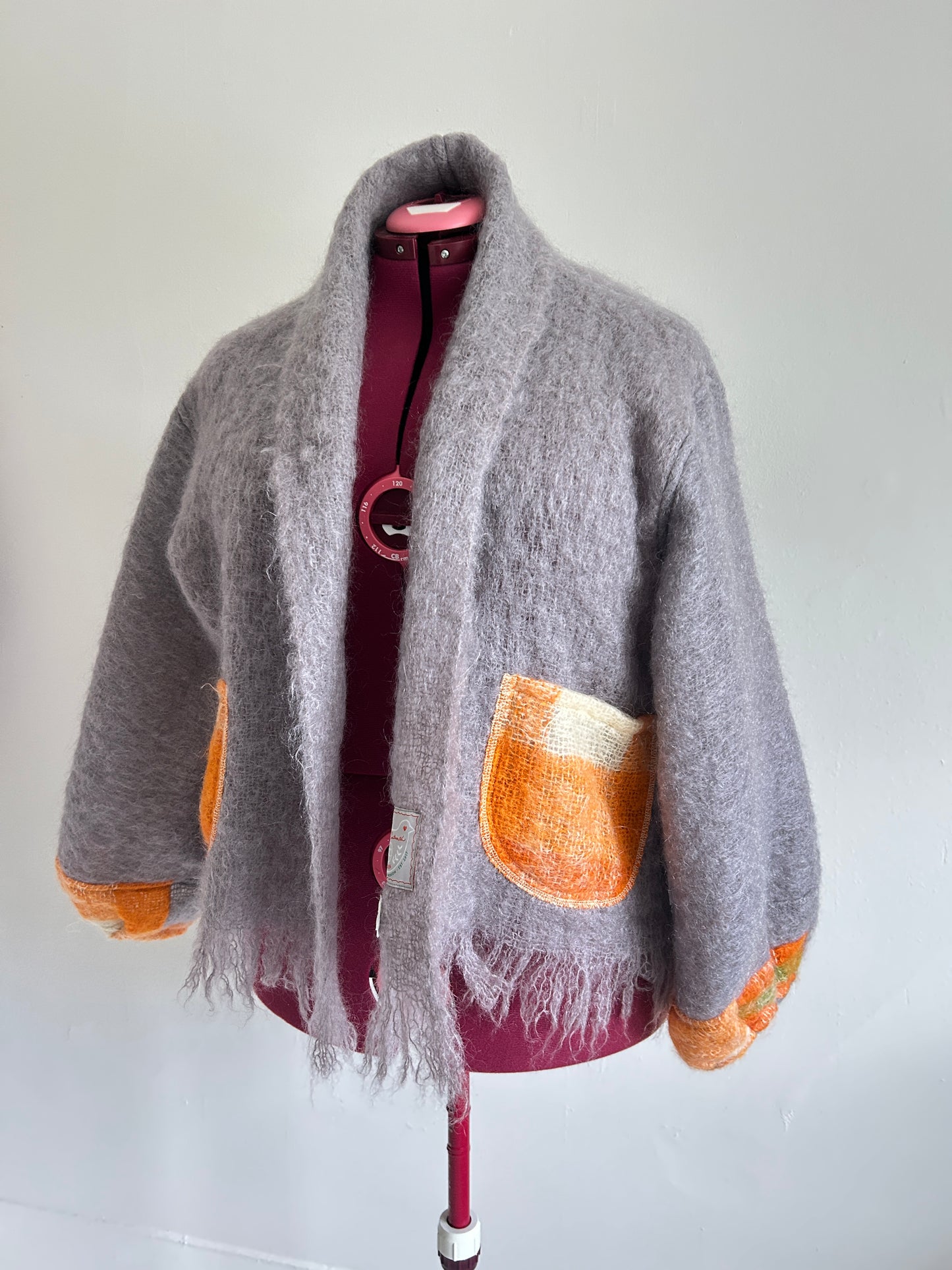 Vivianne Cropped Jacket with Upcycled Holt Renfrew Vintage Mohair Wool Size 2X/3X #VIVW18