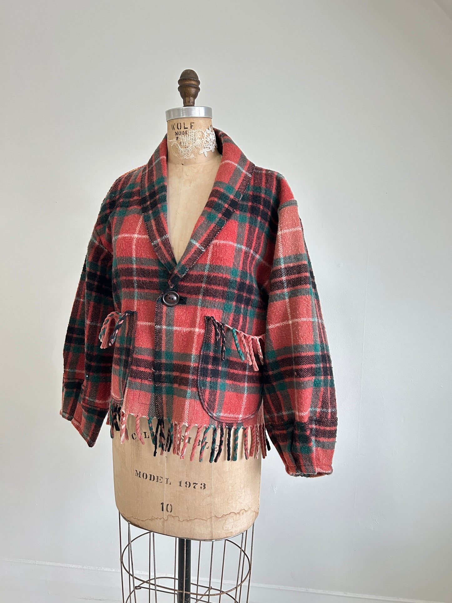 Vivianne Cropped Jacket with Upcycled Vintage Wool Size M/L #CVCWML46