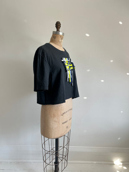 Reworked Preloved Cropped Tshirt - Woven Series Size XL/2X #TSHIRT19