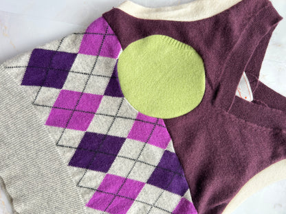 Abstract Art Patched Upcycled Cashmere Vest Size S/M #ARTV12