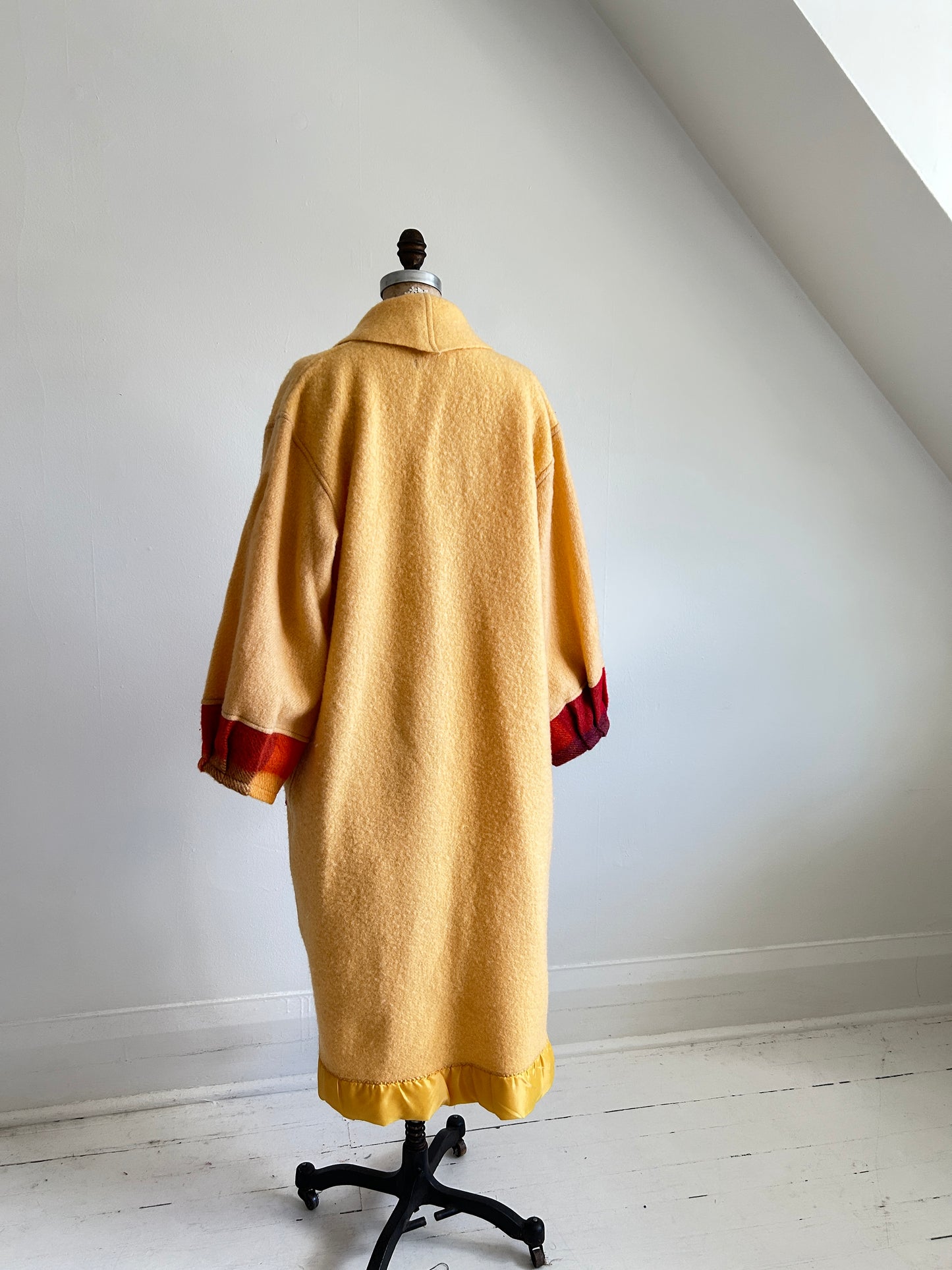 Vivianne Duster with Upcycled Vintage Wool Blanket & Handmade Ceramic Buttons Size M/L #CVDWML51