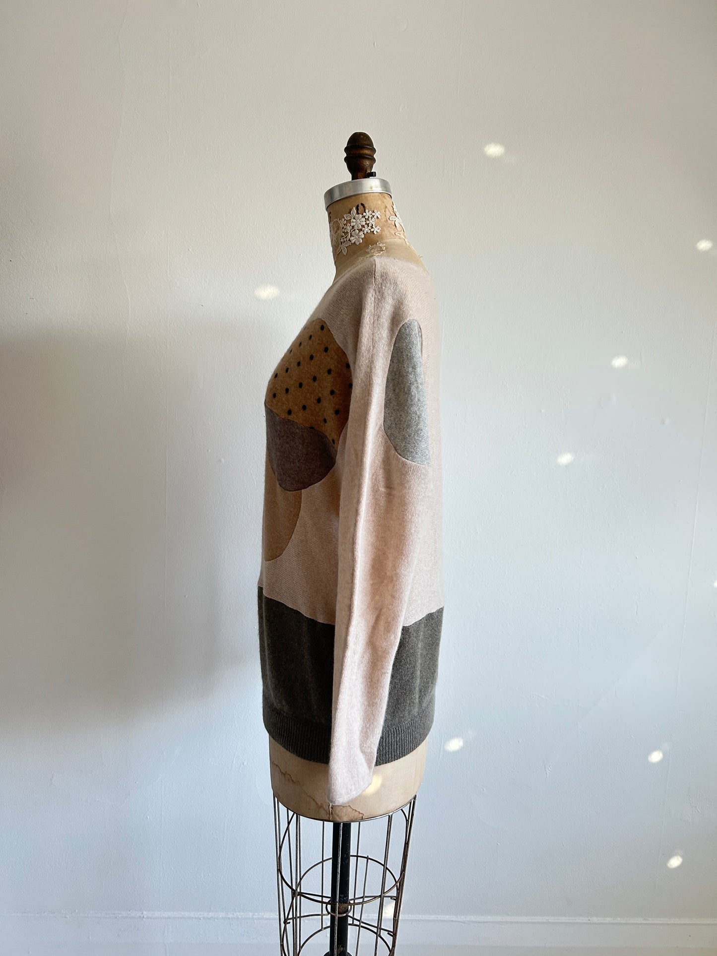 Abstract Art Patched Upcycled Cashmere Sweater M/L #CASML6