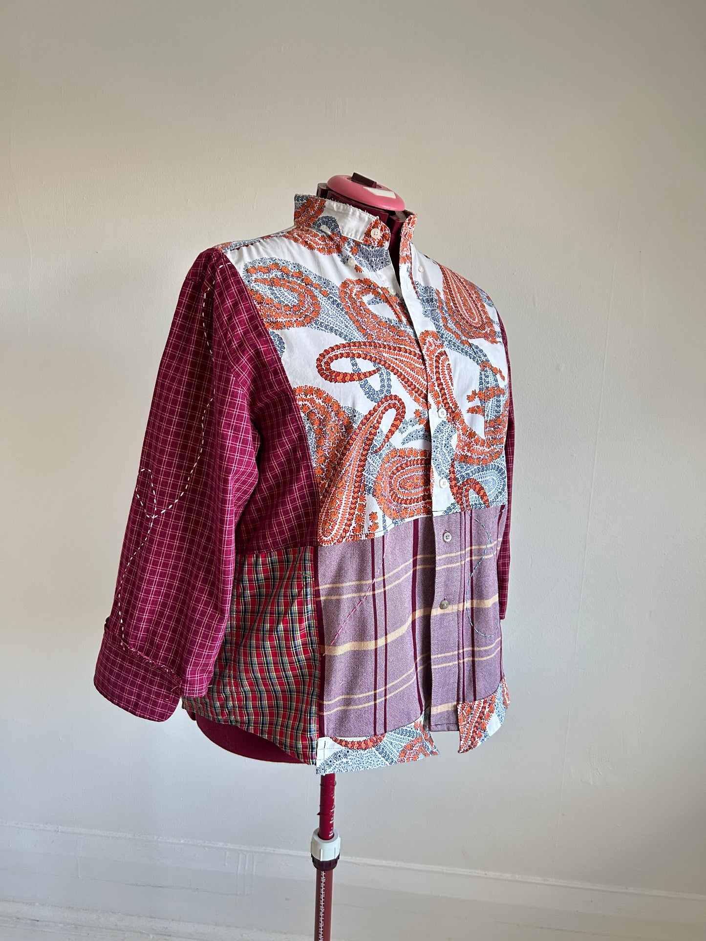 Reworked “Tuxedo Workwear” Buttondown Shirt with Handstitching 2X #TB23X7