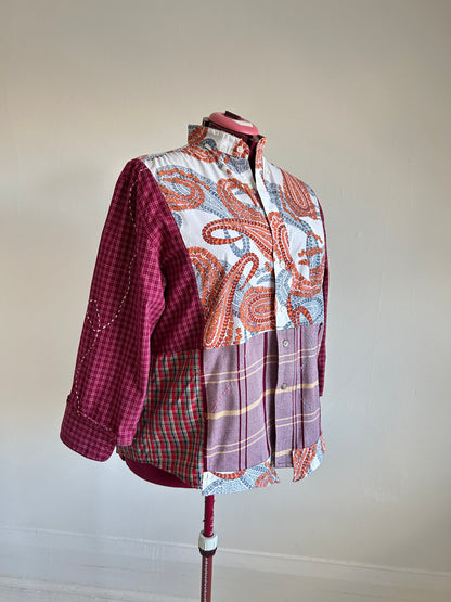 Reworked “Tuxedo Workwear” Buttondown Shirt with Handstitching 2X #TB23X7