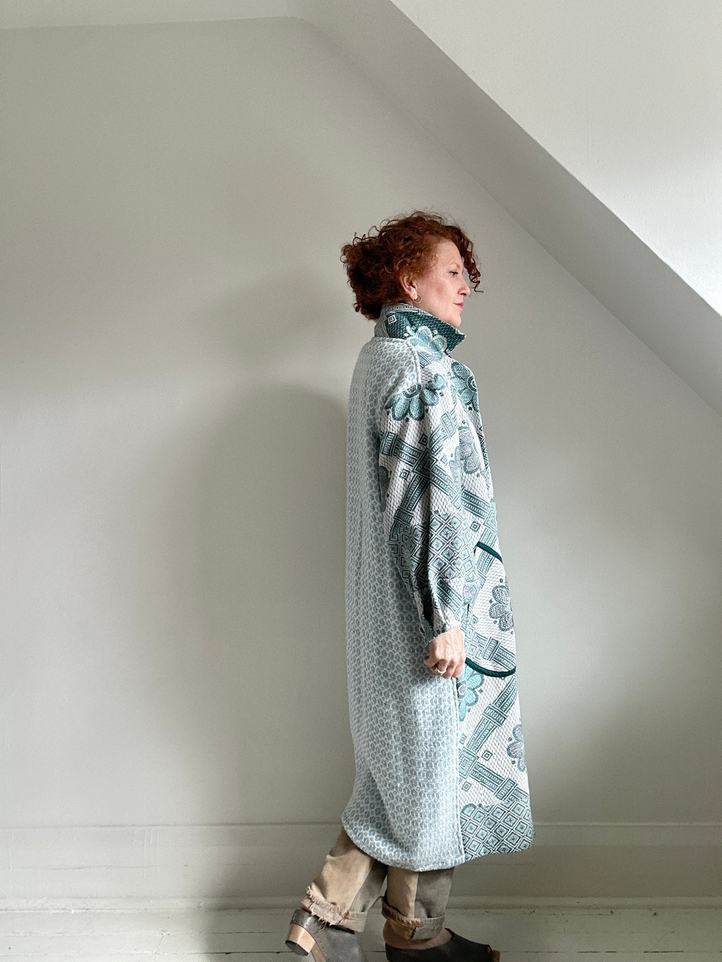 Trench with Vintage Throw Blankets Size M/L #TRENCHML108