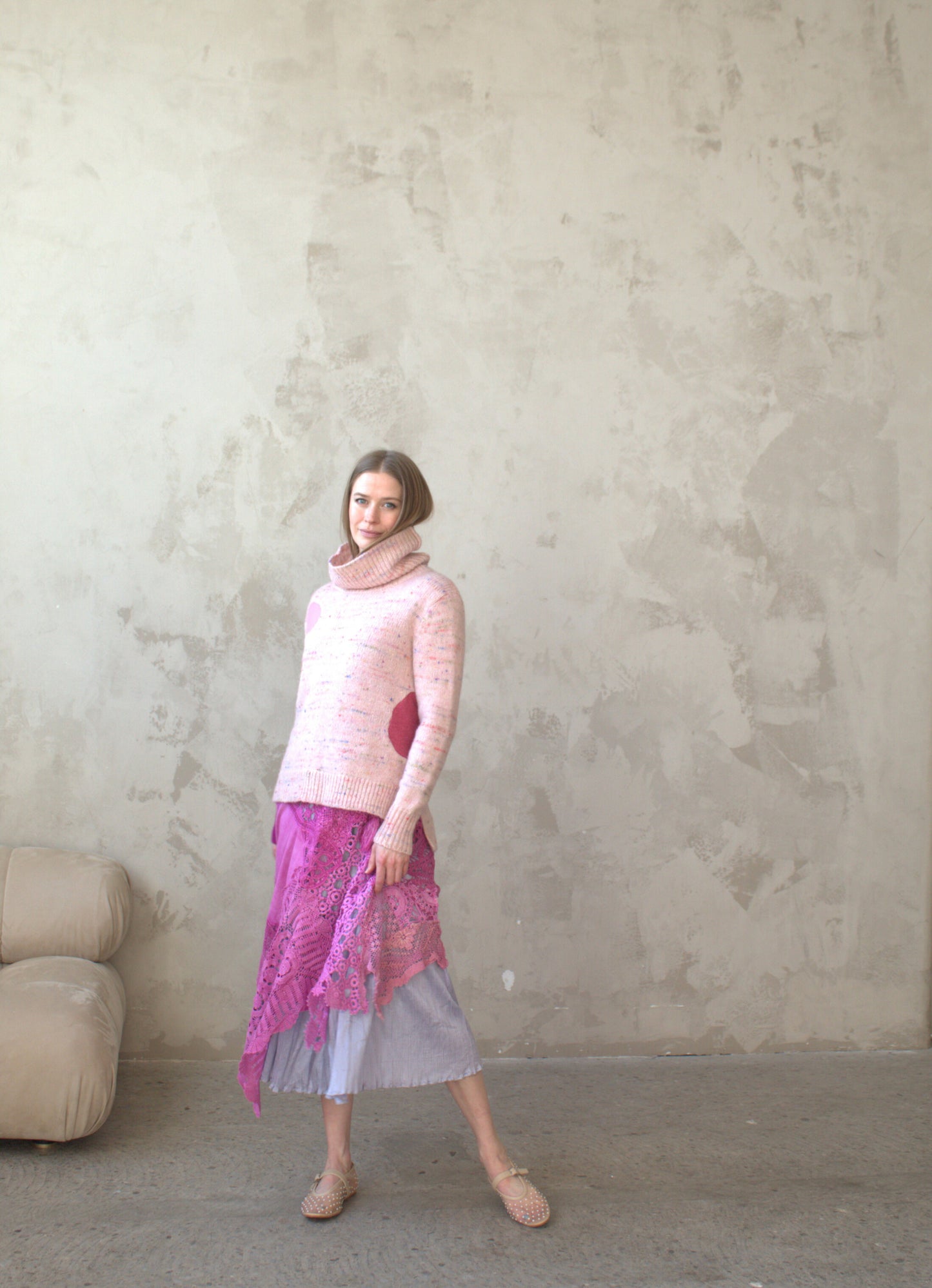 Abstract Art Patched Upcycled Cashmere Sweater XL/2X #CASX2X1