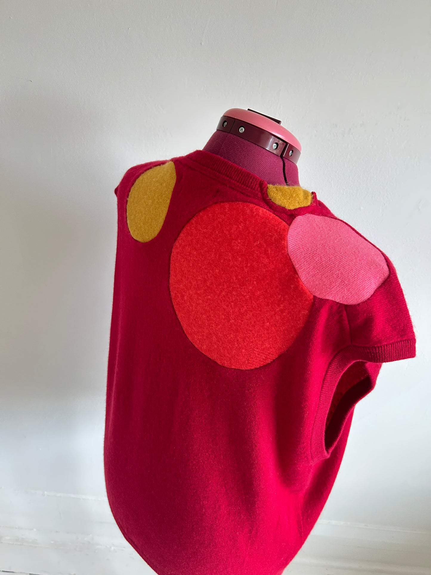 Abstract Art Patched Upcycled Cashmere Vest Size 3X/4X #CAV34X31