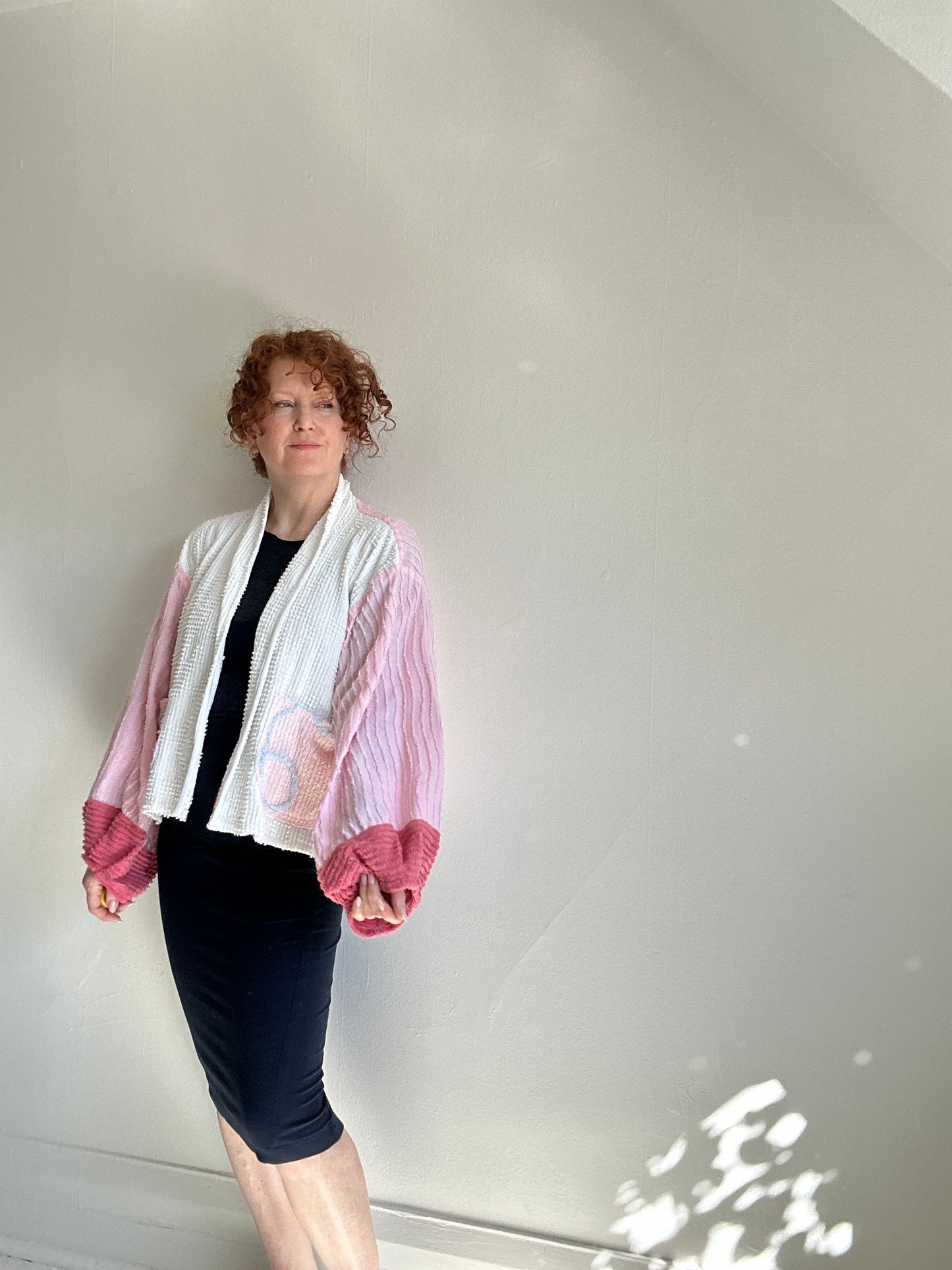 Vivianne Cropped Jacket with Upcycled Vintage Chenille Size 2X/3X #VIVCH18