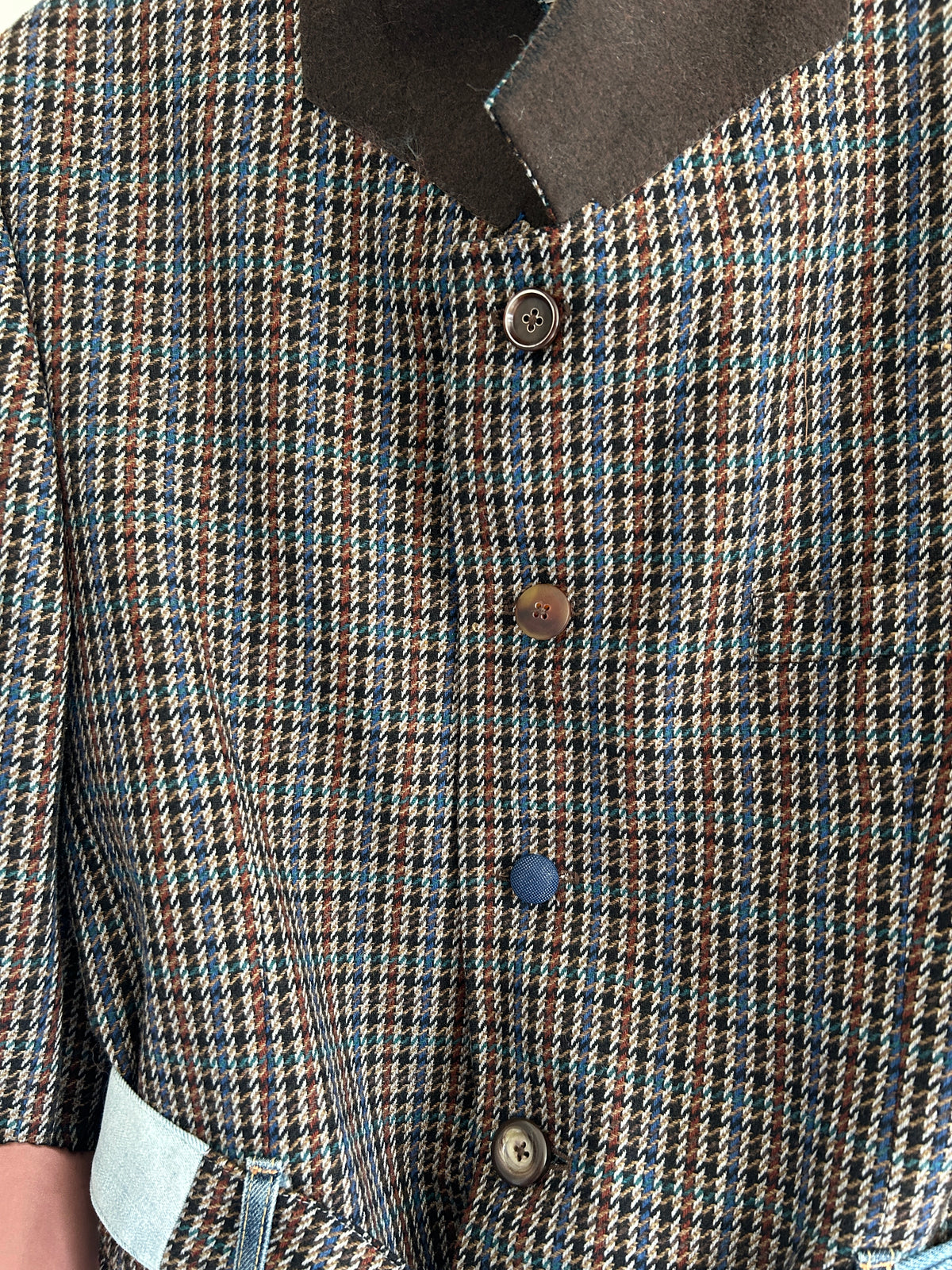 Cropped Upcycled Park Row Wool Blazer with Denim Belt Size M/L #BLAZML1