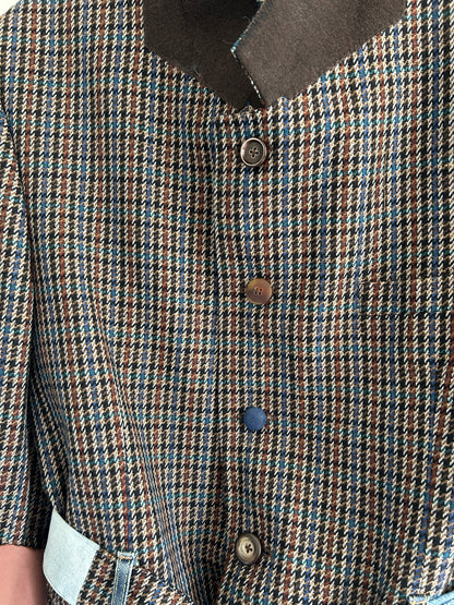 Cropped Upcycled Park Row Wool Blazer with Denim Belt Size M/L #BLAZML1