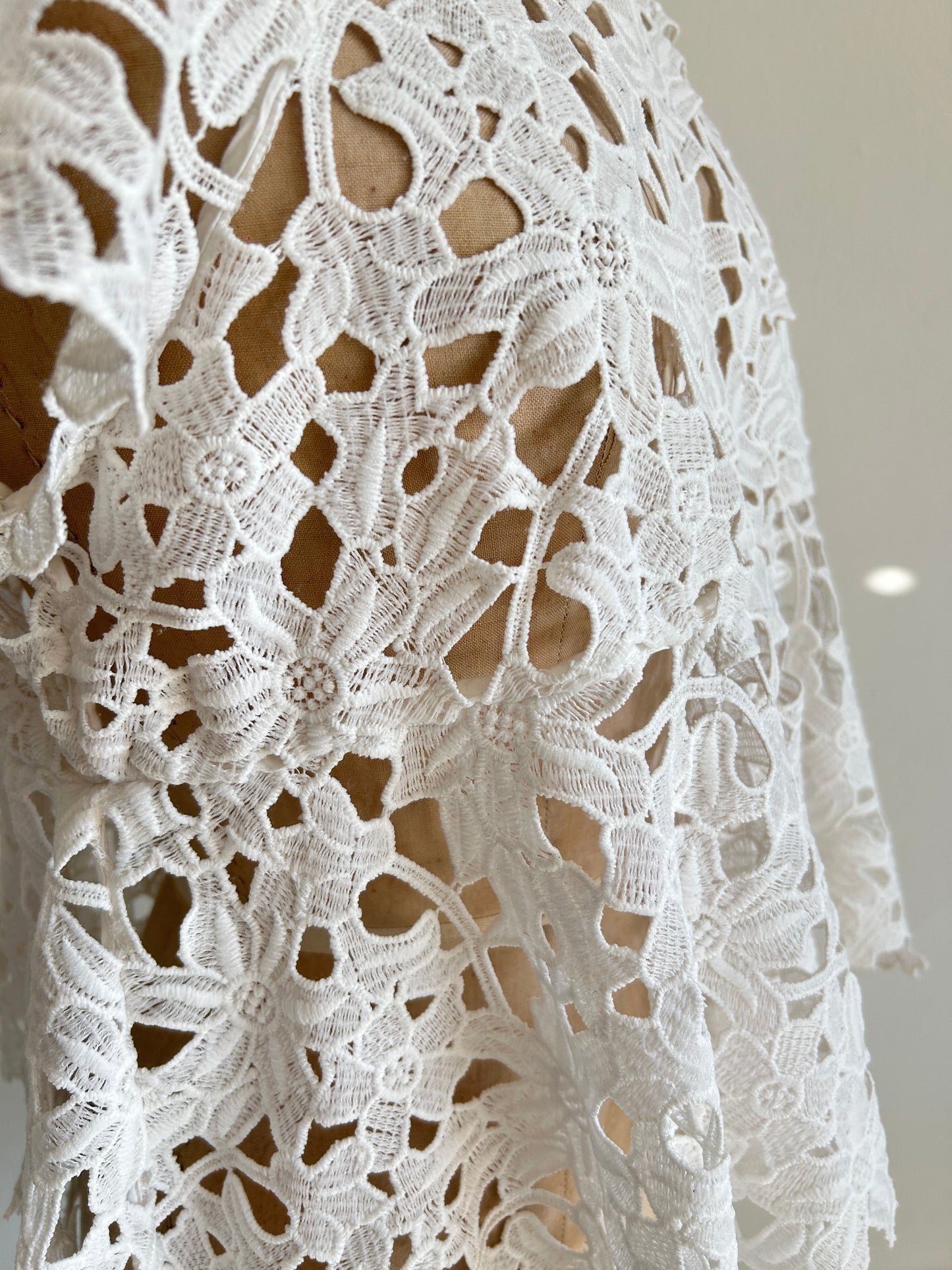 Preloved Upcycled white Lace Top Size S/M #VIN2