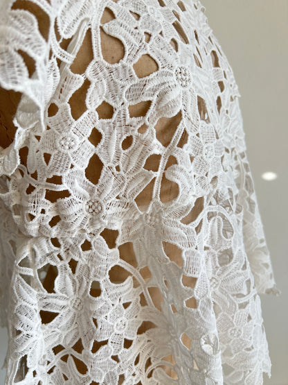 Preloved Upcycled white Lace Top Size S/M #VIN2