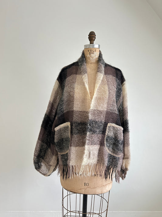 Vivianne Cropped Jacket with Upcycled Vintage Holt Renfrew Mohair Wool Size XL/2X #CVCMX2X46