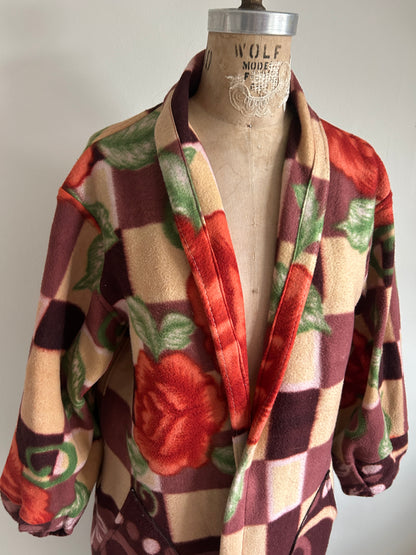 Vivianne Duster with Upcycled Lightweight Fleece Blanket Size M/L #CVDFML8