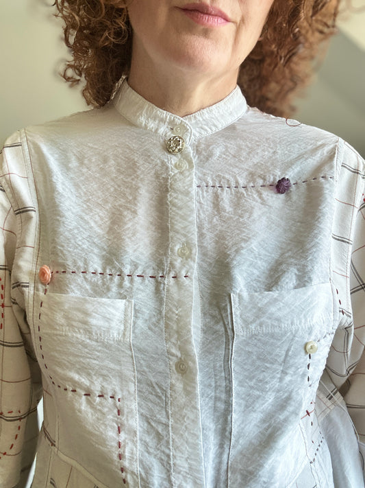 Reworked “Tuxedo Workwear” Buttondown Shirt with Handstitching M/L #TBML5