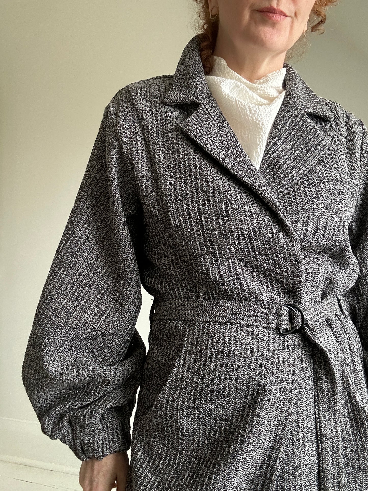 Edit Trench with Deadstock Charcoal & Silver Weave Sizes XS-2X #CTEB