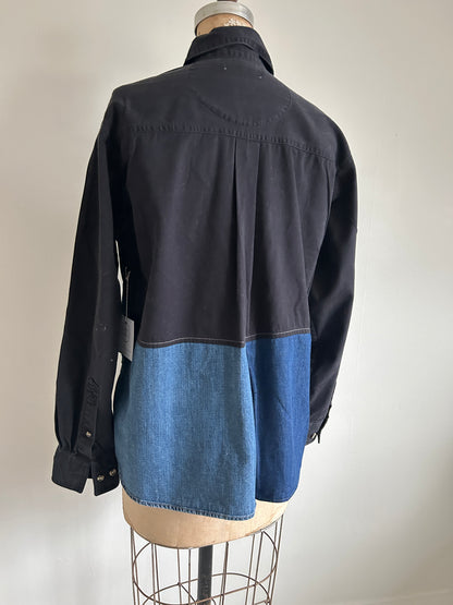 Upcycled Modern Workwear Denim Shirt - Circle Series Size M/L #DBML6