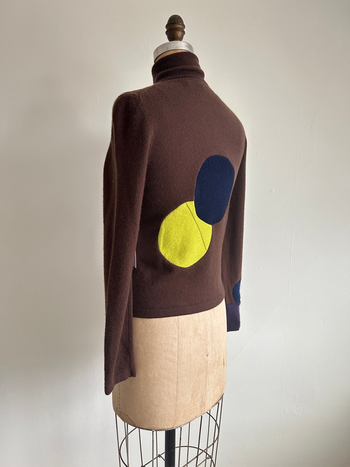 Abstract Art Patched Upcycled Cashmere Sweater S/M #CASSM10