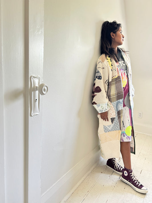 Vivianne Jacket with Upcycled Woven Throw Patchworked Size M/L #VIVT4