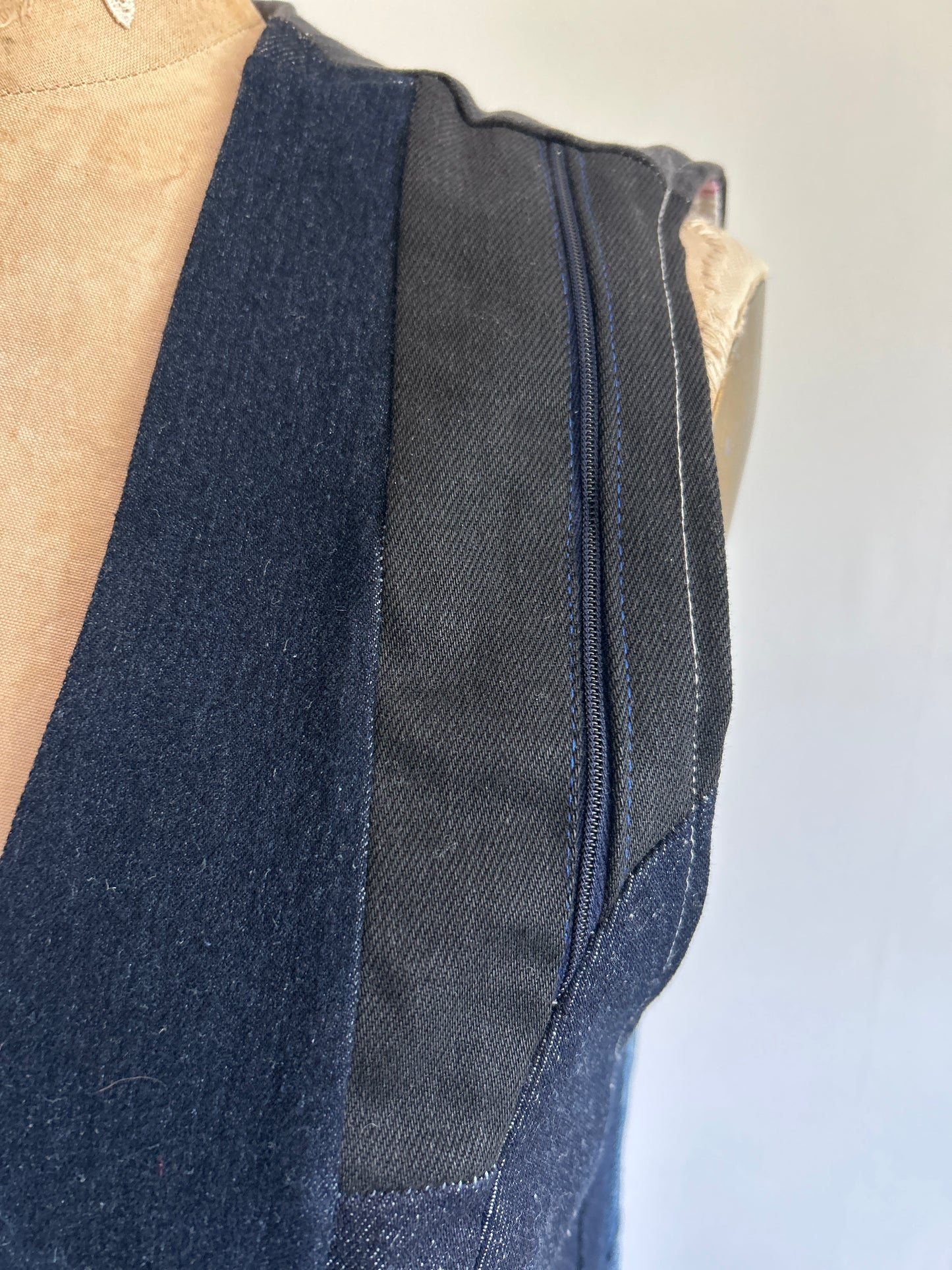 Leni Reclaimed Patchwork Denim Vest with Cotton Lining S/M #LENI5