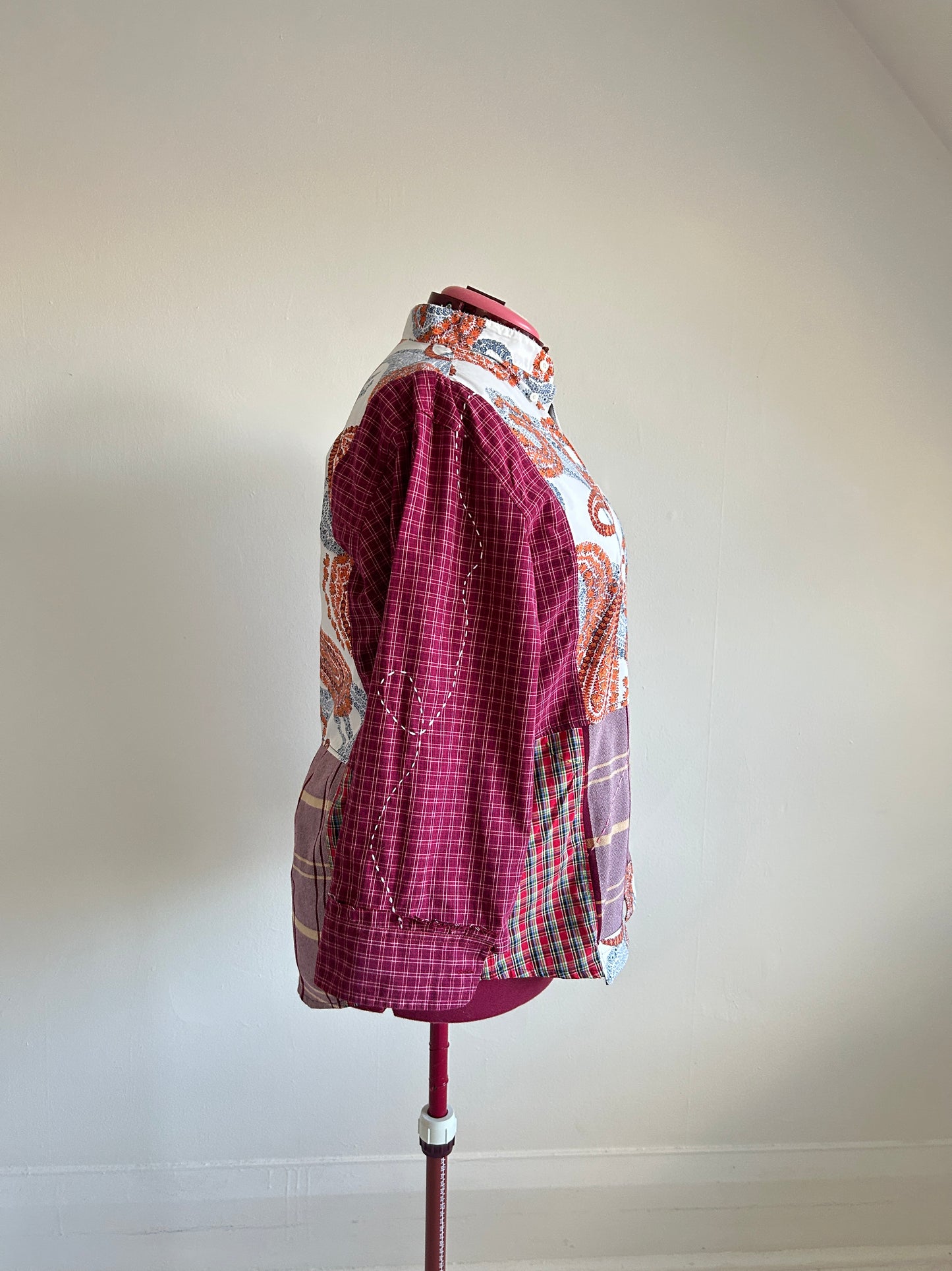 Reworked “Tuxedo Workwear” Buttondown Shirt with Handstitching 2X #TB23X7