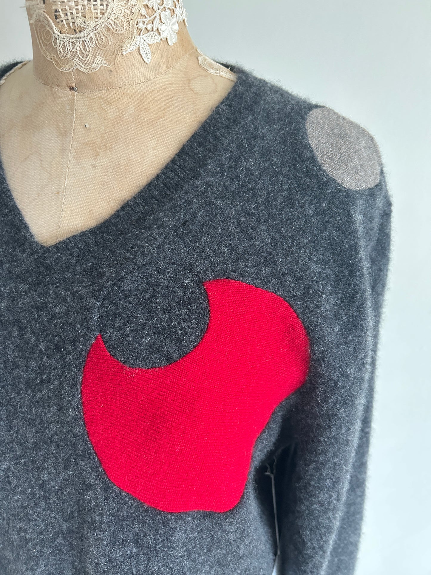 Abstract Art Patched Upcycled Cashmere Sweater XL/2X #CAS23X29