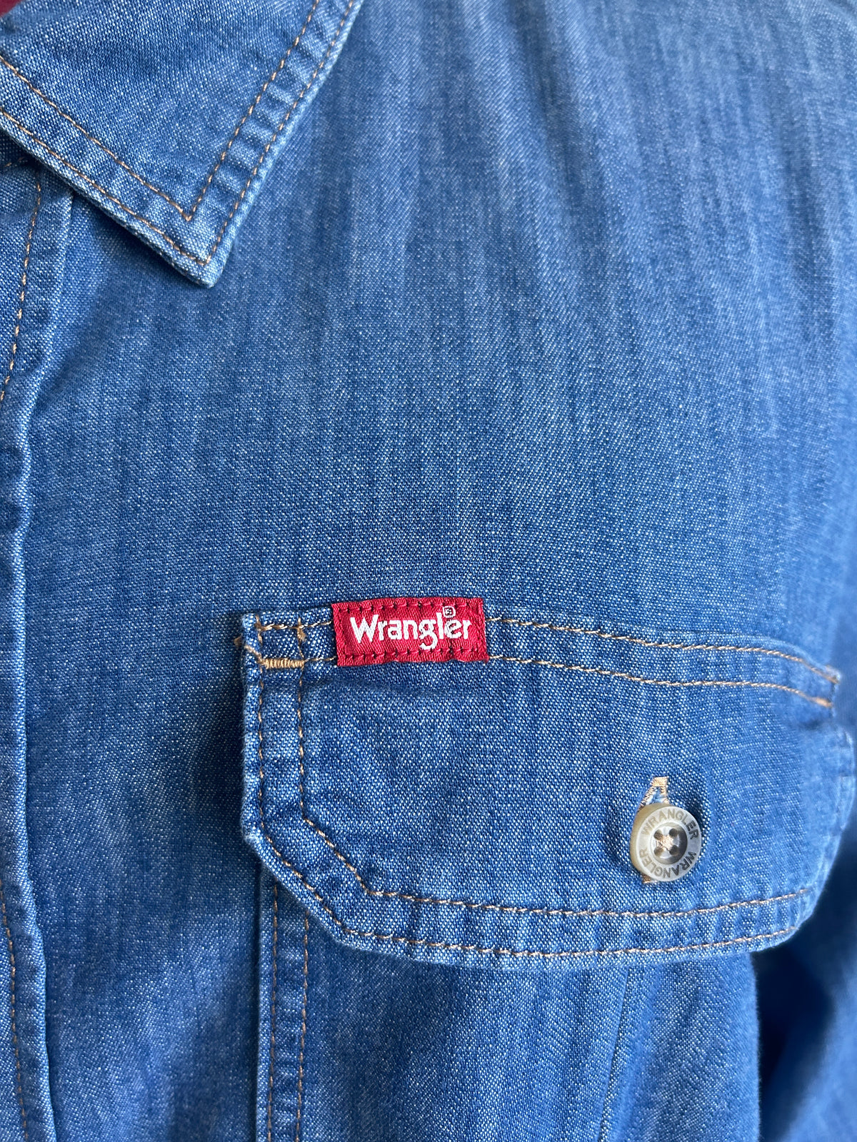 Upcycled Modern Workwear Wrangler Denim Shirt - Circle Series Size 2X/3X #DEN3X6