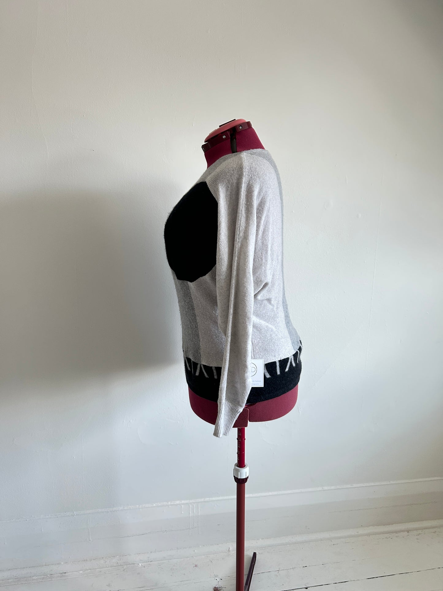 Abstract Art Patched Upcycled Cashmere Sweater 2X/3X #CAS23X24