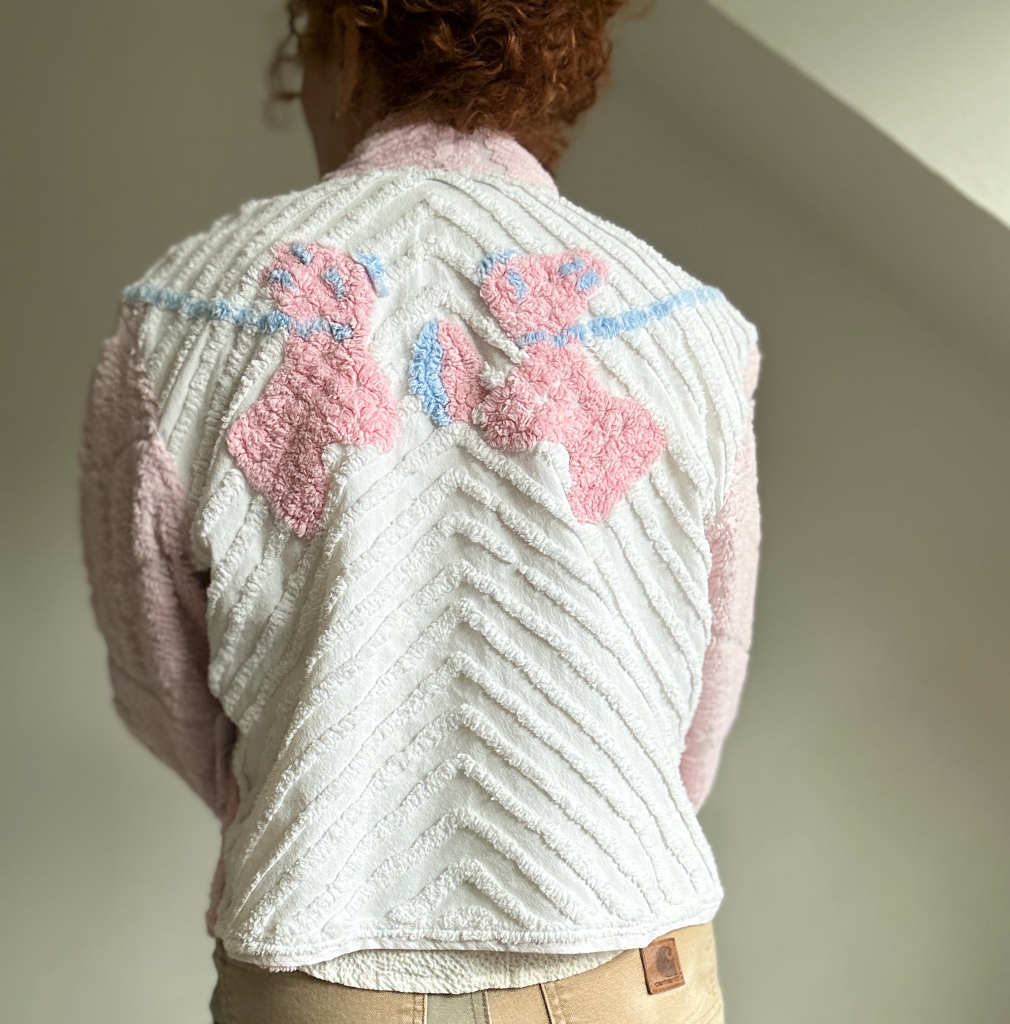 Vivianne Cropped Jacket with Upcycled Vintage Chenille Size M/L #CVCCHML100