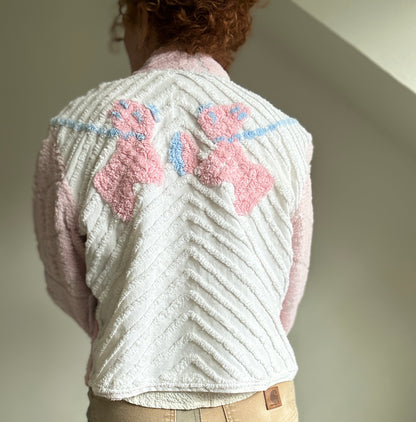 Vivianne Cropped Jacket with Upcycled Vintage Chenille Size M/L #CVCCHML100