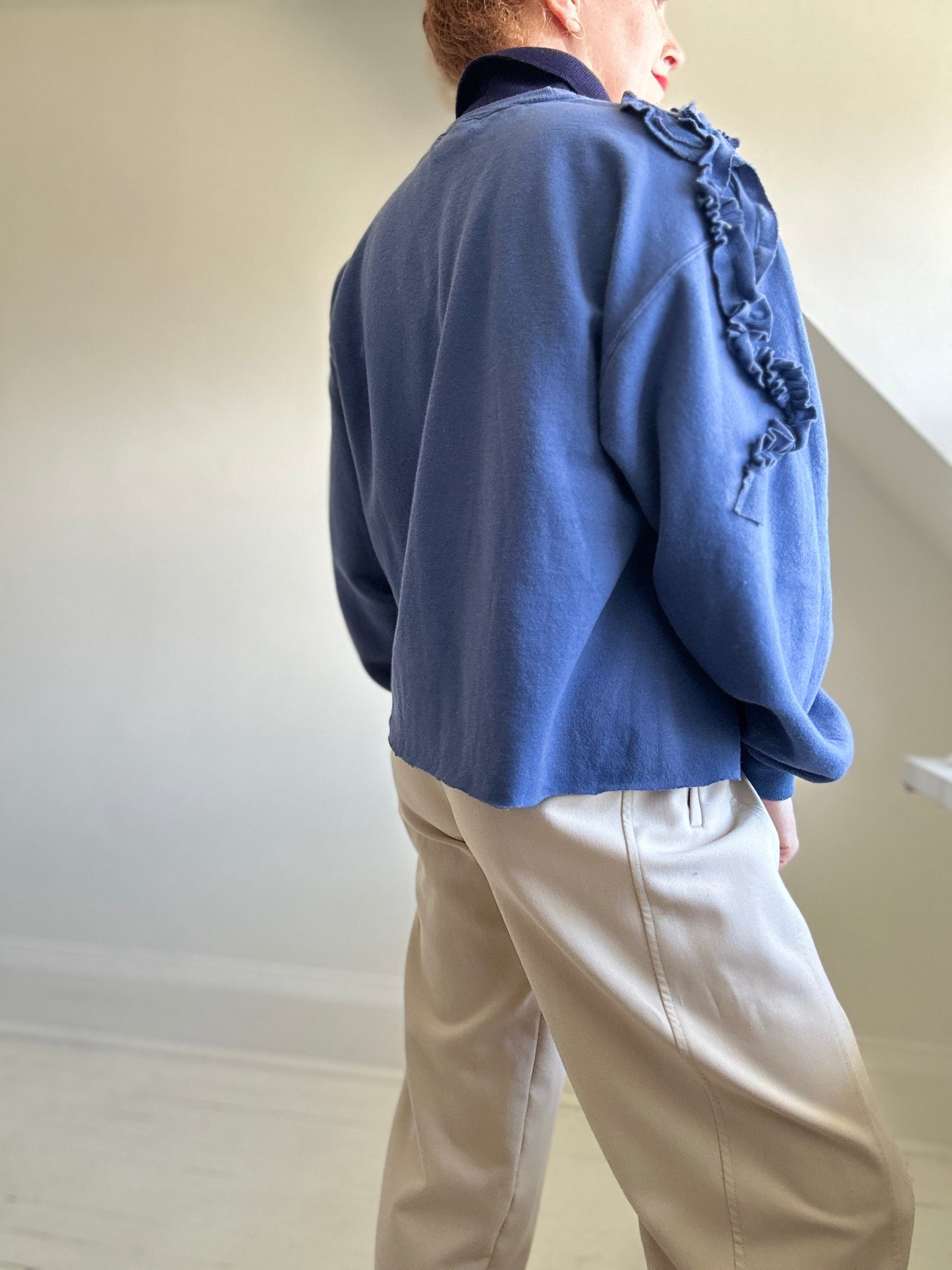 Ruffled Vintage Zip Up Sweatshirt M/L #SWML5