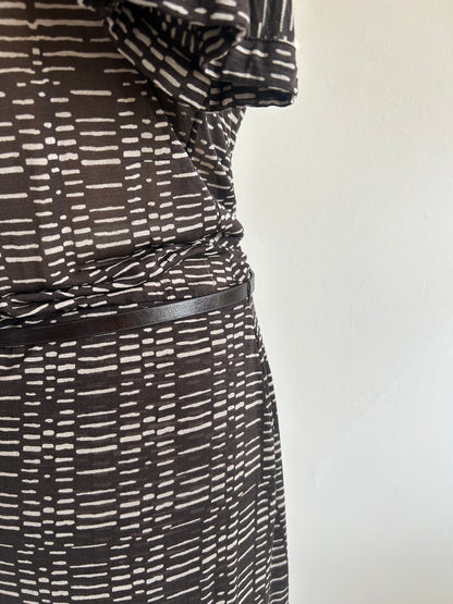 Preloved Hugo Boss Silk Sheer Faux Wrap Dress Size M #VIN8