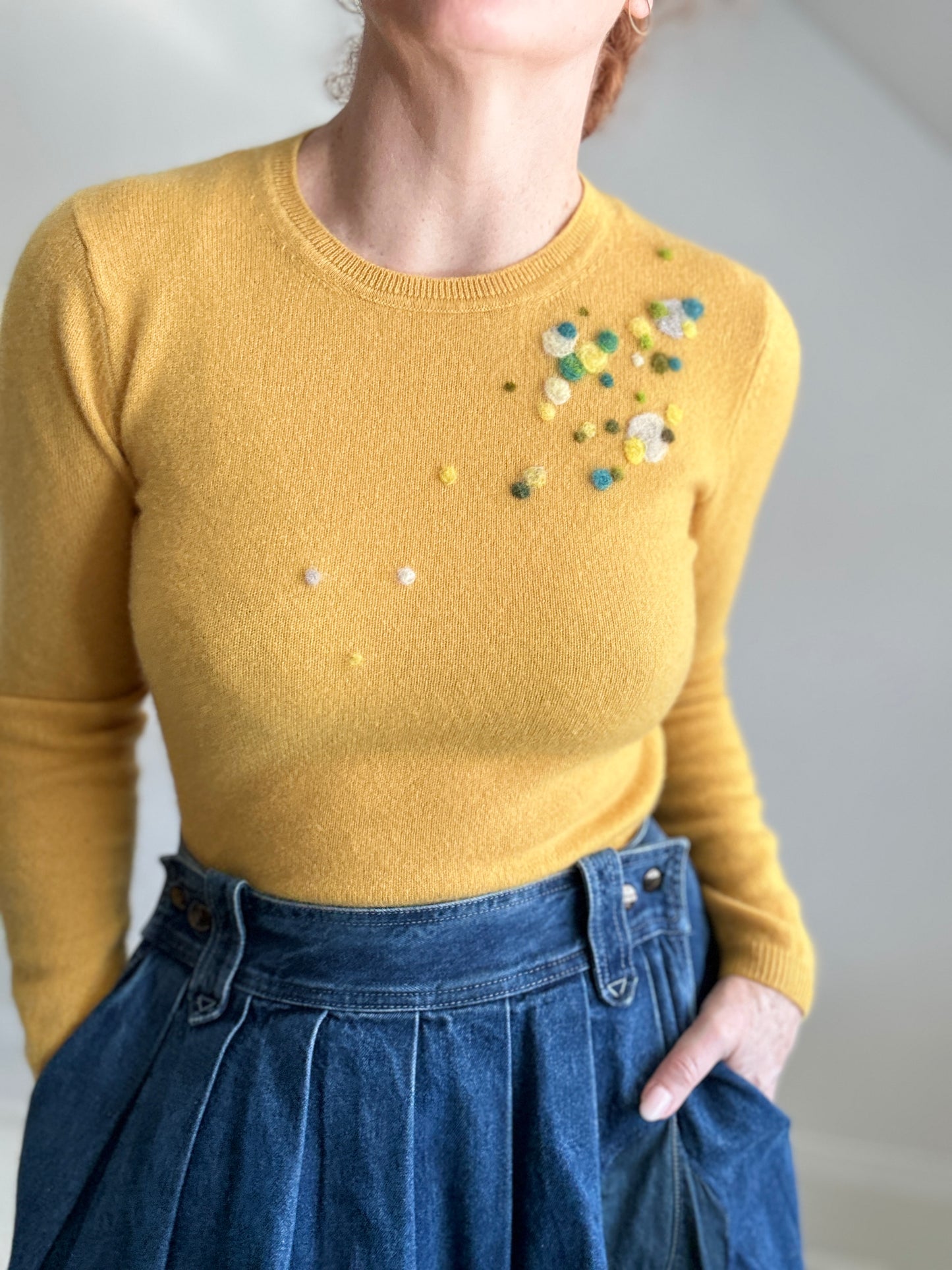 Needlefelted Confetti Cashmere Sweater S/M #CONCASSM2