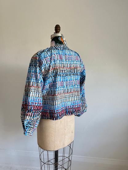 Vivianne Cropped Jacket with Vintage Needlepoint Swans Size M/L #VIVT21