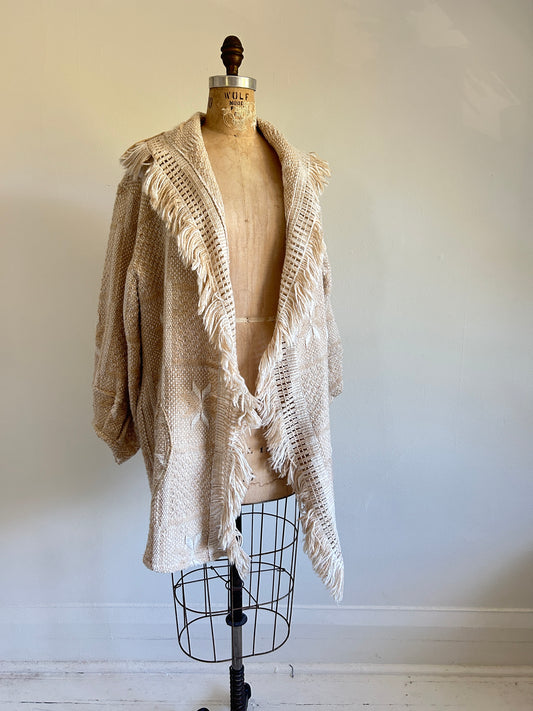 Vivianne Jacket with Upcycled Vintage Throw Blanket M/L #CVJTML4