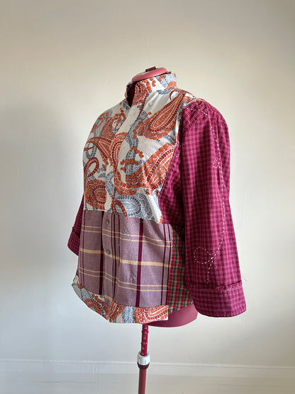 Reworked “Tuxedo Workwear” Buttondown Shirt with Handstitching 2X #TB23X7