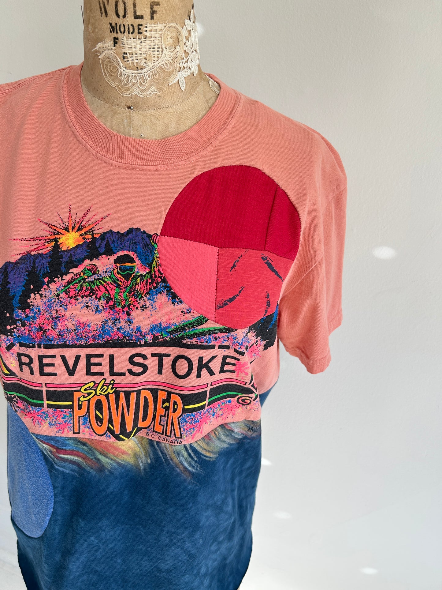 Reworked Preloved Revelstoke BC Canada Souvenir Tshirt - Circle Series Size S/M #TSHIRT16