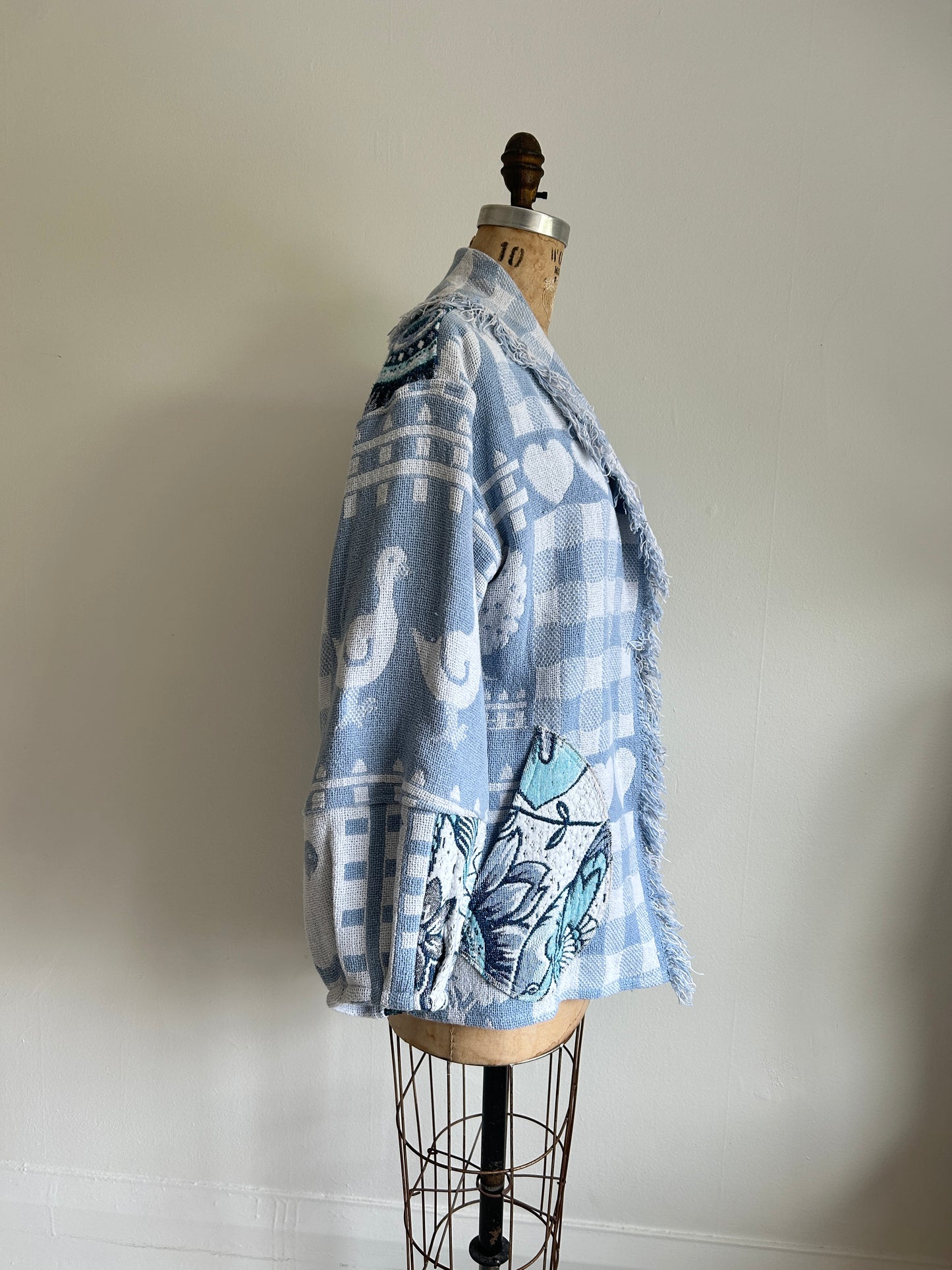 Vivianne Jacket with Upcycled Cotton Throw Blanket Size S/M #VIVT9