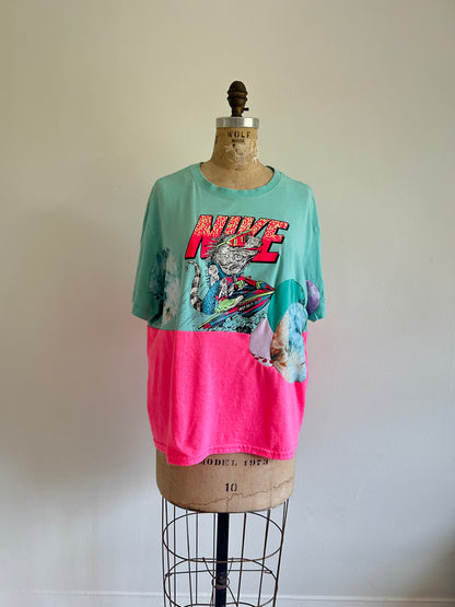 Reworked Preloved Nike & Neon Tshirt - Circle Series Size XL/2X #TSHIRT13