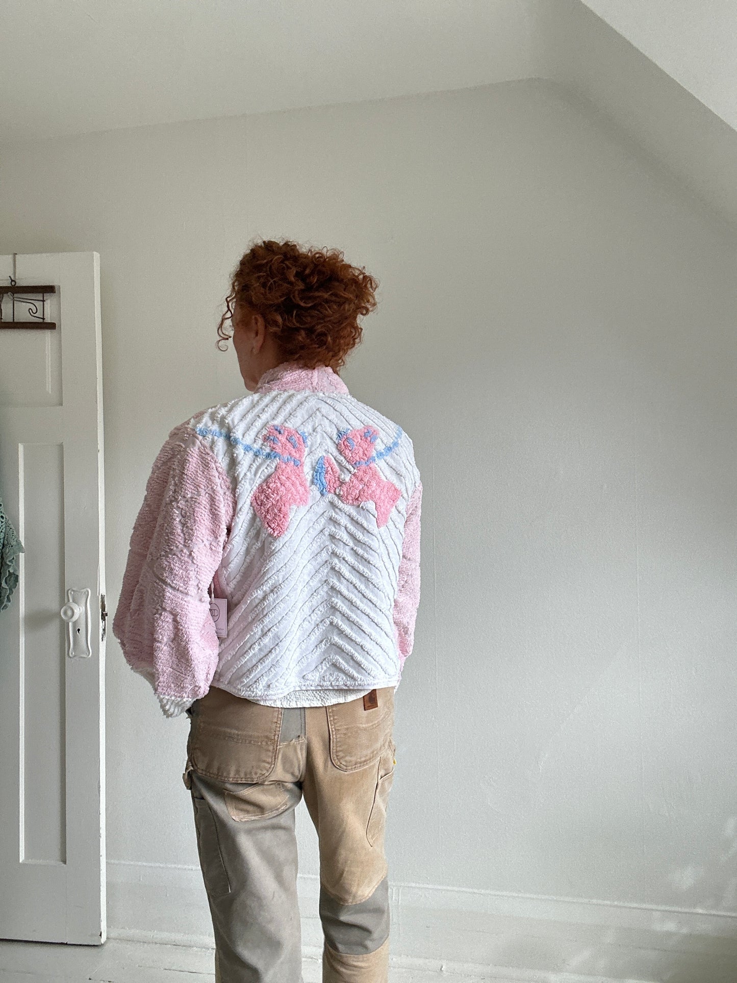Vivianne Cropped Jacket with Upcycled Vintage Chenille Size M/L #CVCCHML100