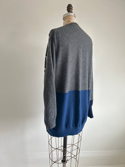 Abstract Art Patched Upcycled Cashmere Sweater 2X/3X #CAS23X28