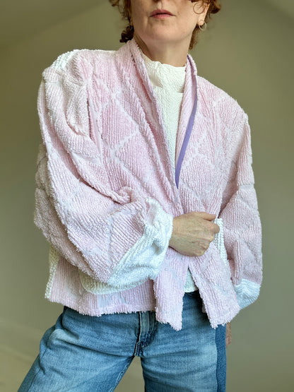 Vivianne Cropped Jacket with Upcycled Vintage Chenille Size 2X/3X #CVCCH23X22